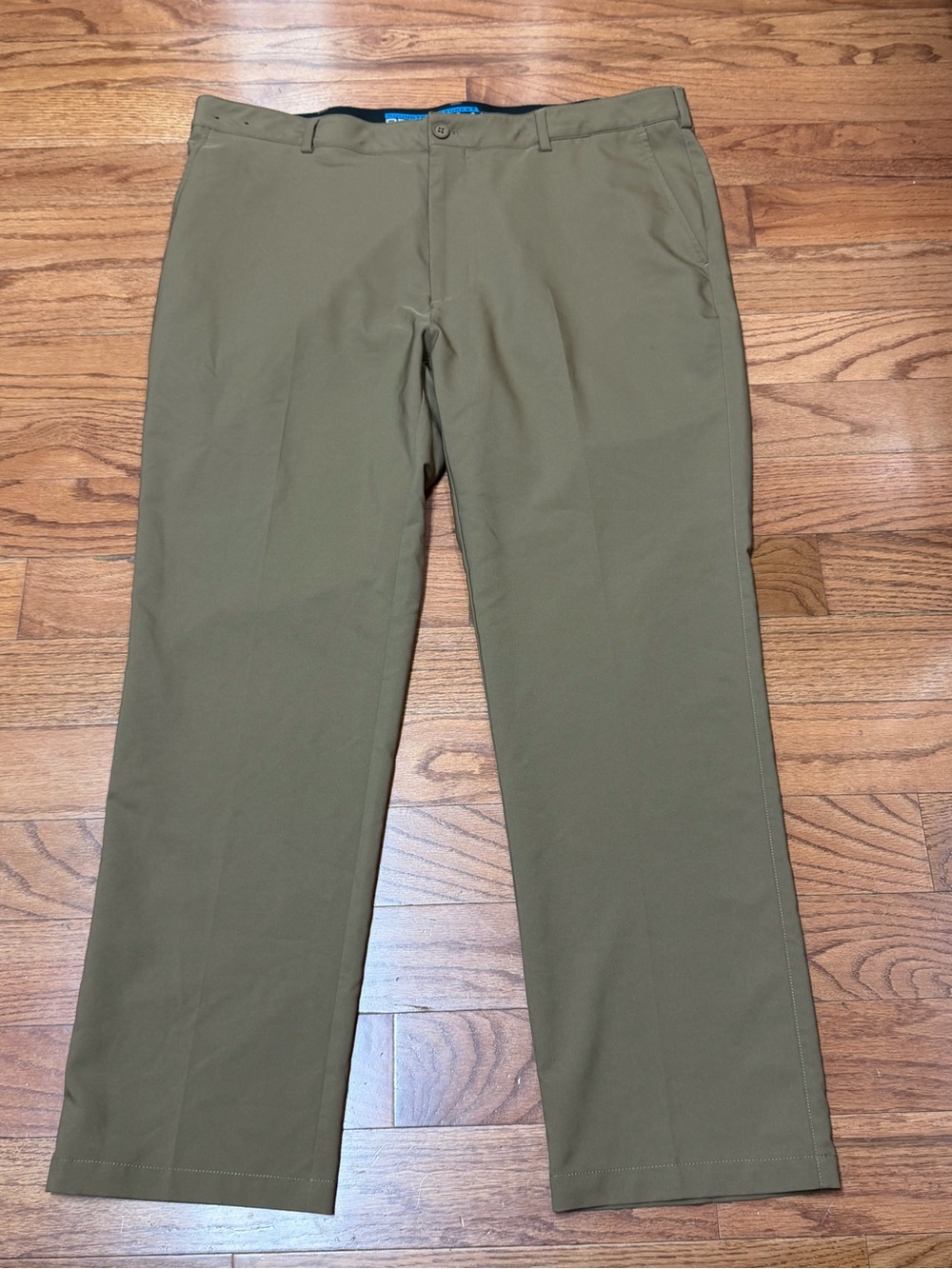 Roundtree & Yorke Men’s Olive/Sage Performance Flat Front Pants Size 42x32
